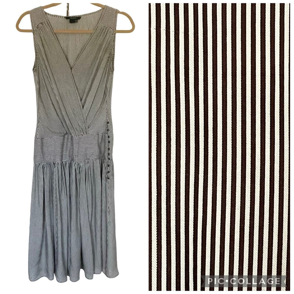 Zara Vintage Retro Drop Waist Sleeveless Dress Size S Pinstripe Spring Summer